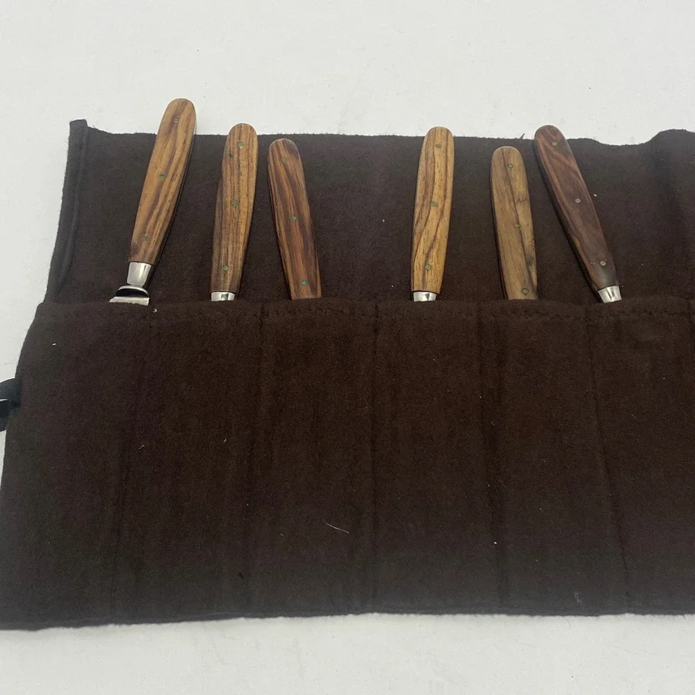 Peaso Steak Knife Set 6pc Rosewood Handle Solingen Germany Roll